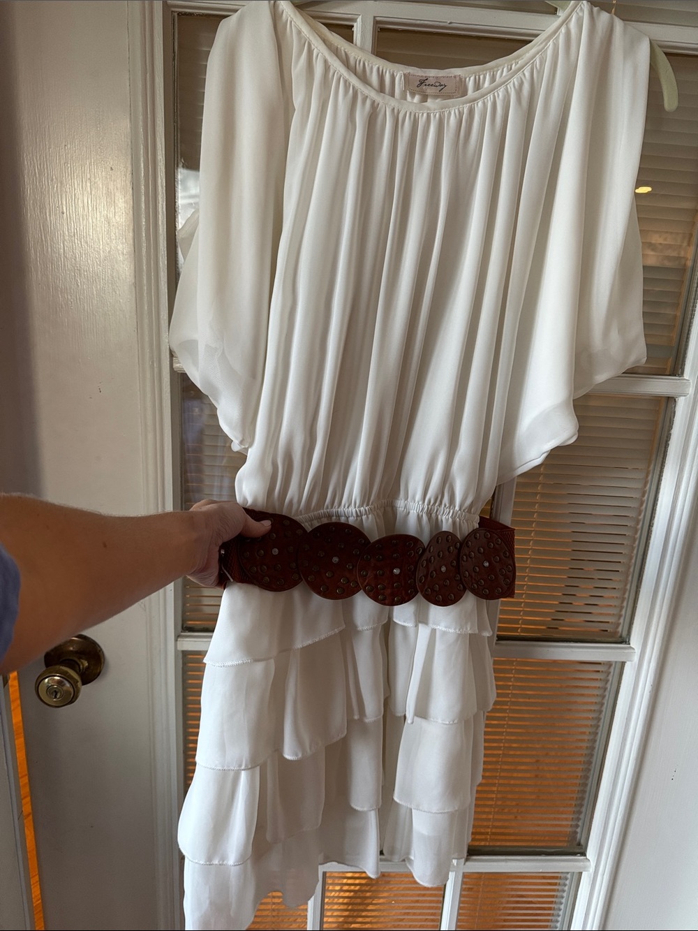 White Tiered Chiffon Women's Dress by Freeway